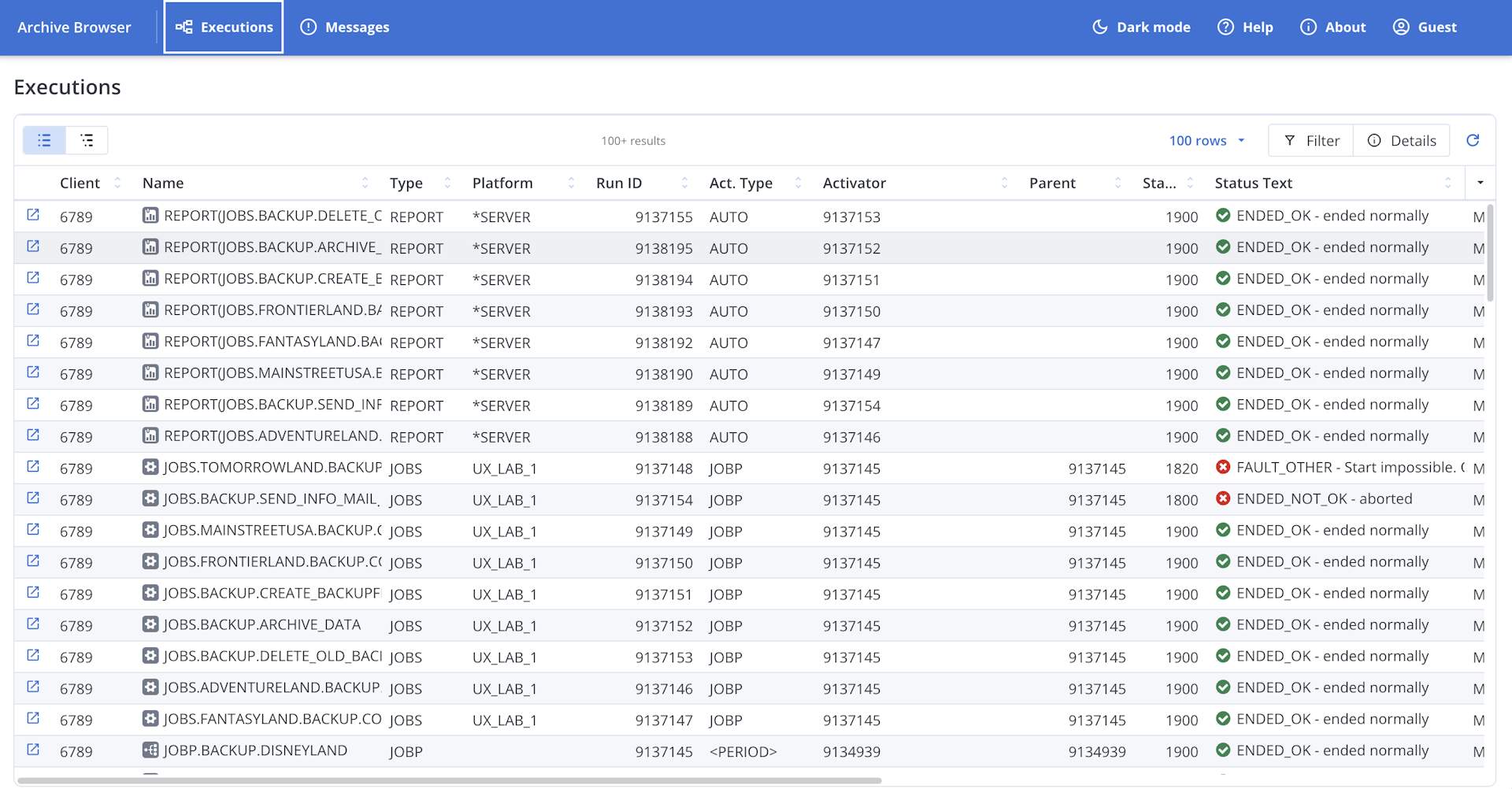 AE Archive Browser Dashboard